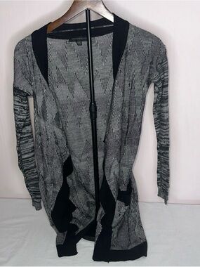 Dance & Marvel Black and Gray Open-Front Long Cardigan